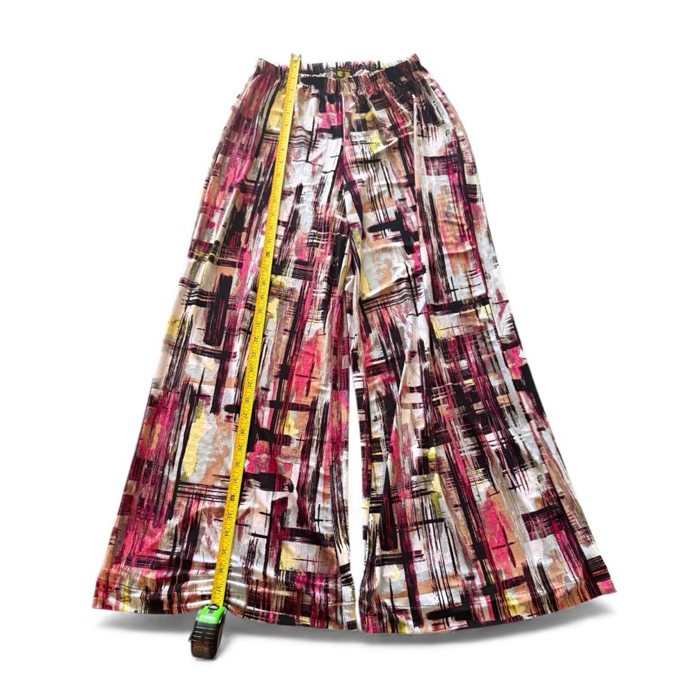 24/7 Comfort Apparel Abstract Print Wide Leg Pants – Multicolor Palazzo – Size L - Picture 3 of 7